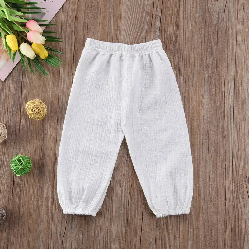 Baby Pants Toddler Girls Boys Cotton Line Loose Bloomers  Drawstring Trousers Fall Spring Summer Casual Children's Clothes