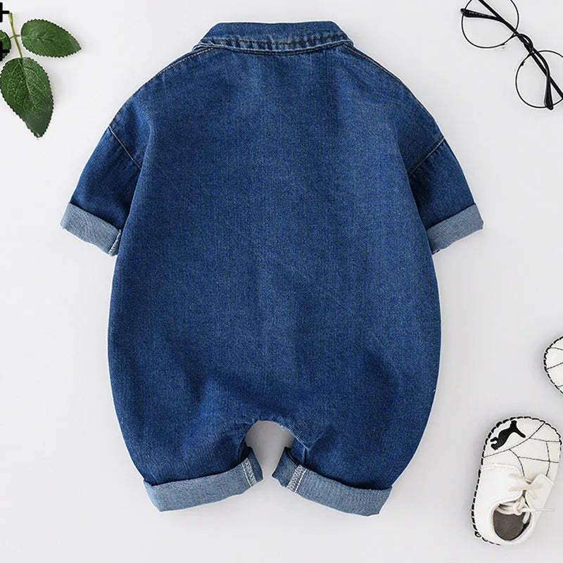 Baby Jumpsuits No Bag Spring And Autumn Japanese And Korean Version  Girls Romper Children'S Clothes Boy Romper Denim Clothes