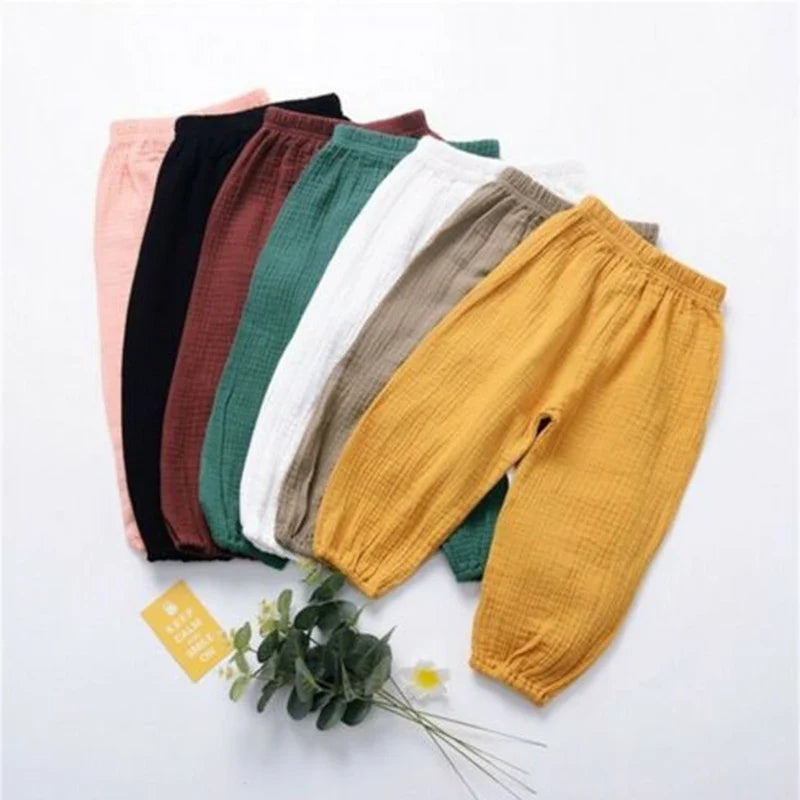 Baby Pants Toddler Girls Boys Cotton Line Loose Bloomers  Drawstring Trousers Fall Spring Summer Casual Children's Clothes