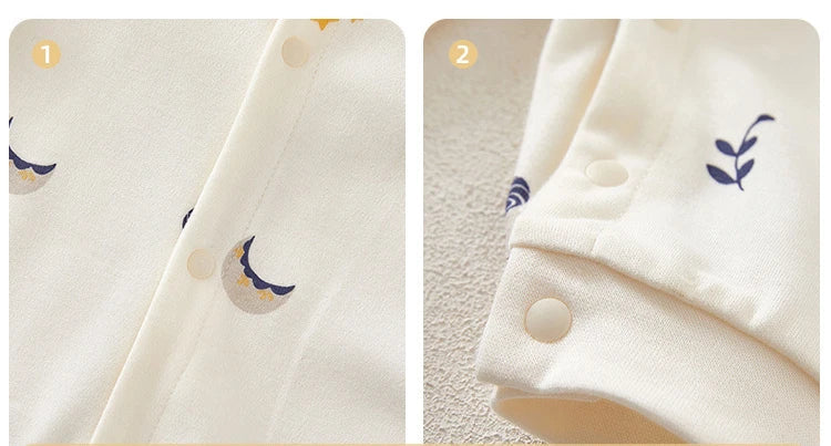Rompers Pure Cotton Boneless Baby One-piece Full-print Long-sleeved Buttons Newborn 0-1 Year Old Baby Girls Boys Onesise Bottom