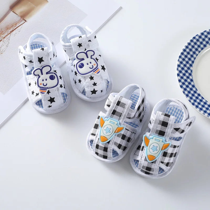 Summer Baby Snadals for Boy 0-12M Full Print Cute Cartoon Pattern Sandal Soft Sole Non-Slip First Walkers Chic Breathable Shoes
