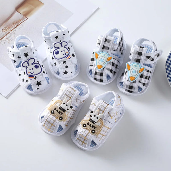 Summer Baby Snadals for Boy 0-12M Full Print Cute Cartoon Pattern Sandal Soft Sole Non-Slip First Walkers Chic Breathable Shoes