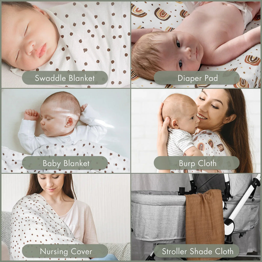 70% Bamboo 30% Cotton Baby Swaddle Newborn Muslin Swaddle Blanket for Girls & Boys Soft Baby Bath Towel Cute Infants Baby Bibs